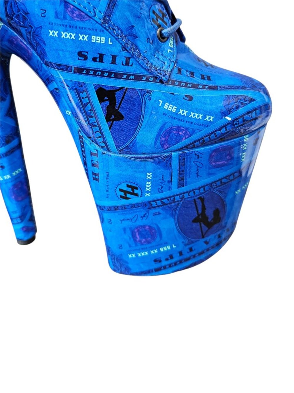 Hella Heels Dollar Limited Edition Blue Lace Up Platform Patent Ankle Boots 7 - Picture 5 of 10